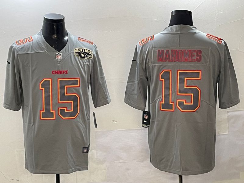 Men Kansas City Chiefs #15 Mahomes Grey 2025 Nike Vapor Limited NFL Jersey style 2104
